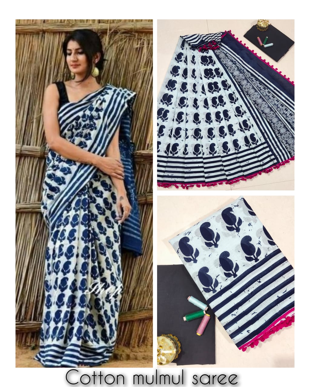 Hand block print Saree with blouse